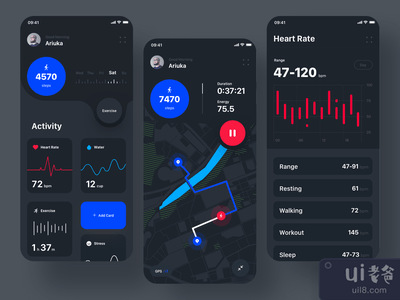 健康追踪应用程序V2（黑暗版(Health Track app V2 (Dark version))