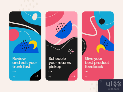 使用抽象表格的入职屏幕探索(Onboarding screens exploration with abstract forms)