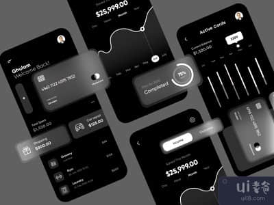 金融应用黑暗主题(Finance App Dark Theme)