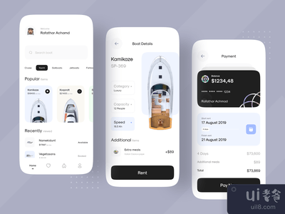 船只租赁UI设计应用(Boat Rental UI Design Apps)