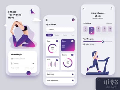 健身移动应用-UX/UI设计(Fitness Mobile Application-UX/UI Design)