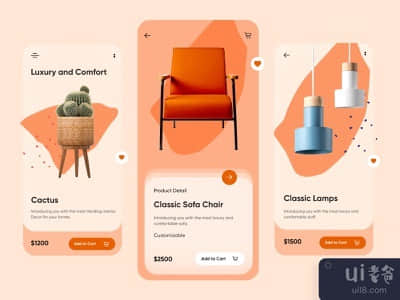 家具详情页移动应用-UX/UI设计(Furniture Detail Page Mobile App-UX/UI Design)
