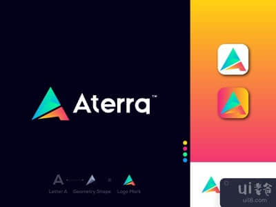 现代A字母几何标志设计(Modern A Letter Geometric Logo Design)