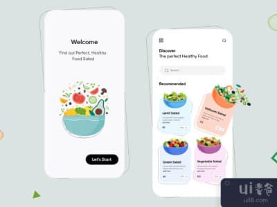 健康食品沙拉的移动应用-UX/UI设计(Healthy Food Salad Mobile App-UX/UI Design)
