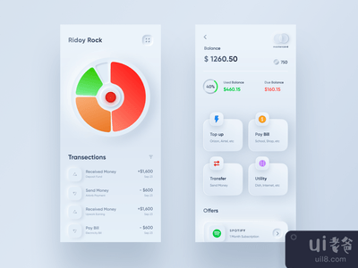 新颖的银行移动应用概念(Neumorphic Banking Mobile App Concept)