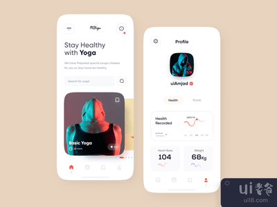 瑜伽应用ui(Yoga app ui)
