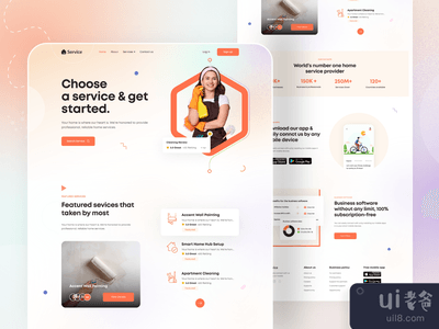 首页服务--登陆页面设计(Home Service- Landing Page Design)