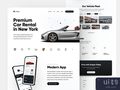 高级汽车租赁服务网站设计(Premium Car Rental Services Website Design)