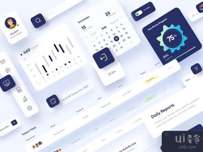 轻型主题UI元素设计(Light Theme UI Elements Design)