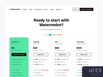 定价页--西瓜(Pricing Page - Watermelon)