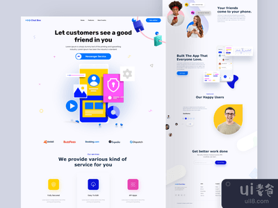 信使应用程序重新设计登陆页面(Messenger app  redesign landing page)