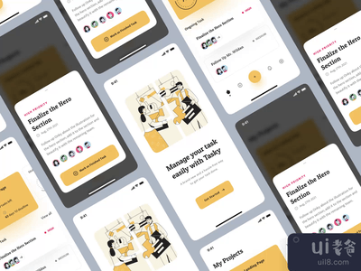 Tasky,任务管理移动应用程序 - ☀浅色和深色模式(Tasky, Task Management Mobile App - ☀ Light & ? Dark Mode)