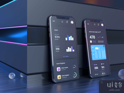 仪表盘iPhone模拟图（Unity(Dashboard iPhone Mockup for Unity)