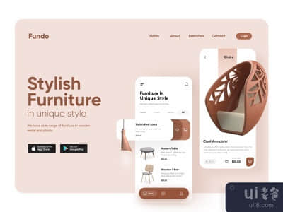 家具应用登陆页面(Furniture App Landing Page)
