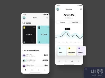 银行应用程序屏幕(Bank app screens)