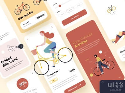 自行车移动应用UI设计(Cycling Mobile App UI Design)