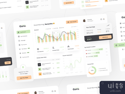 Guru - 教师仪表板用户界面套件(Guru - Teacher Dashboard UI Kit)