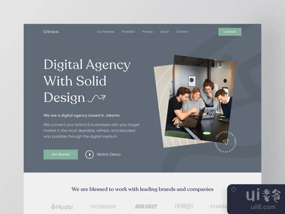 Crimson - 数字机构登陆页动画(Crimson - Digital Agency Landing Page Animation)