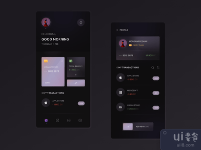 银行应用程序的概念｜黑暗(Banking App Concept | Dark)