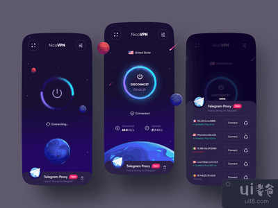 NicoVPN App Ui设计(NicoVPN App Ui Design)