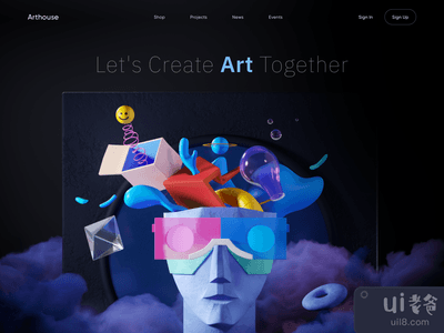 Arthouse - 带有三维插图的网页设计(Arthouse - Web Design with 3D Illustration)