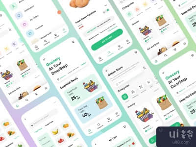杂货店移动应用--UI套件(Grocery Mobile App- UI Kit)