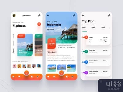 旅行社移动应用UI--轻型版(Travel Agency Mobile App UI - Light Version)