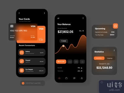 金融应用的黑暗用户界面(Dark UI for finance App)