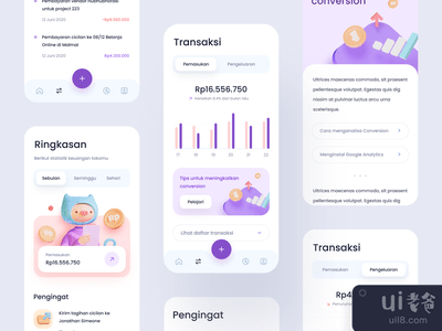 商业财务管理应用程序屏幕(Business Finance Management App Screens)