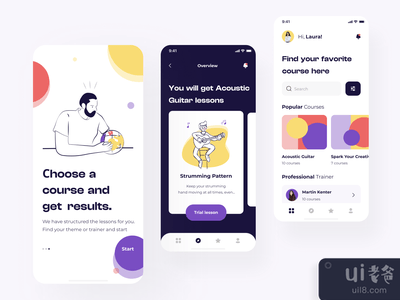 课程的移动屏幕(The Courses mobile screens)