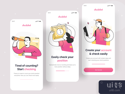 Checkhot ||入职移动应用屏幕(checkshot || Onboarding Mobile App Screen)