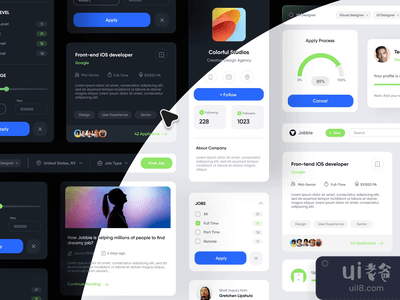 工作搜索器组件（深色+浅色(Job Finder Components (Dark + Light))