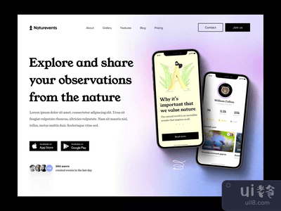 自然活动服务登陆页(Nature events service landing page)