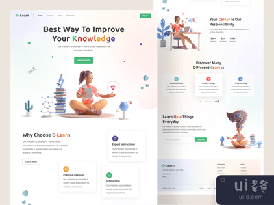 电子学习登陆页设计(E-Learning Landing Page Design)