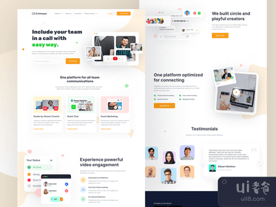 深红SaaS登陆页的用户界面(Crimson SaaS Landing Page UI)