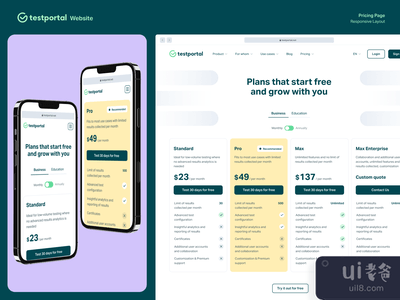 Testportal - 网站定价页面(Testportal – Website Pricing Page)