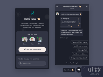 客户服务聊天 - 黑暗和光明模式(Customer Services Chat - Dark & Light Mode)