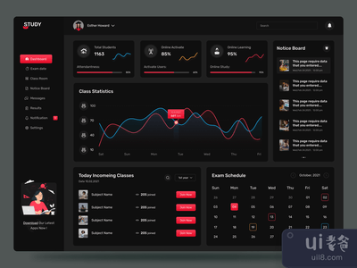 教育仪表板 - UI设计(Education Dashboard - UI Design)