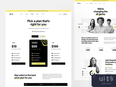 价格+公司页面：Pine SaaS模板(Pricing + Company Page : Pine SaaS Template)