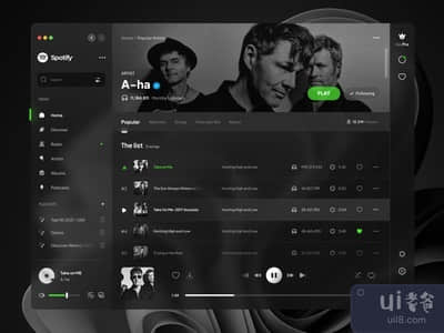 Spotify重新设计--黑暗版 ??(Spotify Redesign - Dark Version ??)
