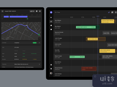 车队管理，工作时间轴(Fleet management, jobs timeline)