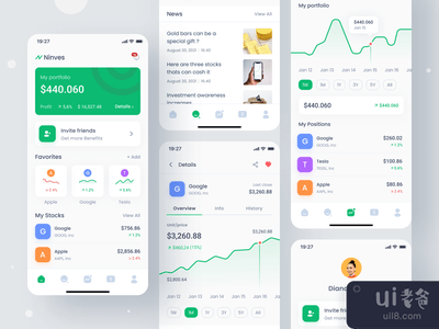尼维斯投资移动应用程序的用户界面(Ninves Investment Mobile App UI)