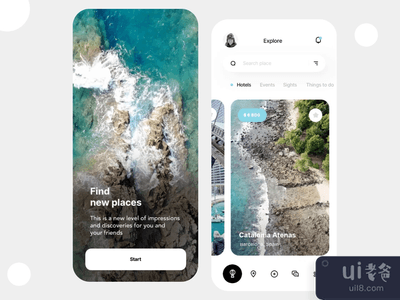 旅游移动应用程序的主屏幕(Travel mobile application home screen)