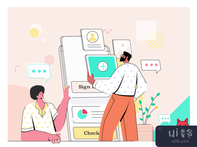 签到动画插图(Sign In Animated Illustration)