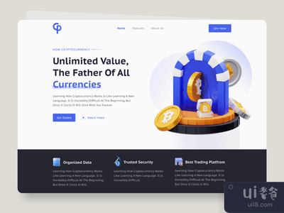 加密货币登陆页面 - UI设计(Cryptocurrency Landing Page - UI design)