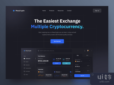 ManyCrypto网页设计 - 英雄部 ?(ManyCrypto Web Design - Hero Section ?)