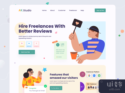 自由职业者登陆页面设计(Freelancer landing Page Design)