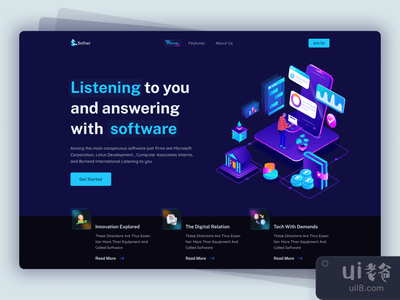 Saas登陆页面UI设计。(Saas Landing page UI Design.)