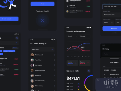 Walletus - 支付应用程序。黑暗模式(Walletus – Payment App. Dark Mode)