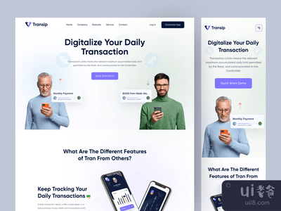 金融科技--应用程序登陆页和移动响应性(Fintech - App Landing Page & Mobile Responsive)
